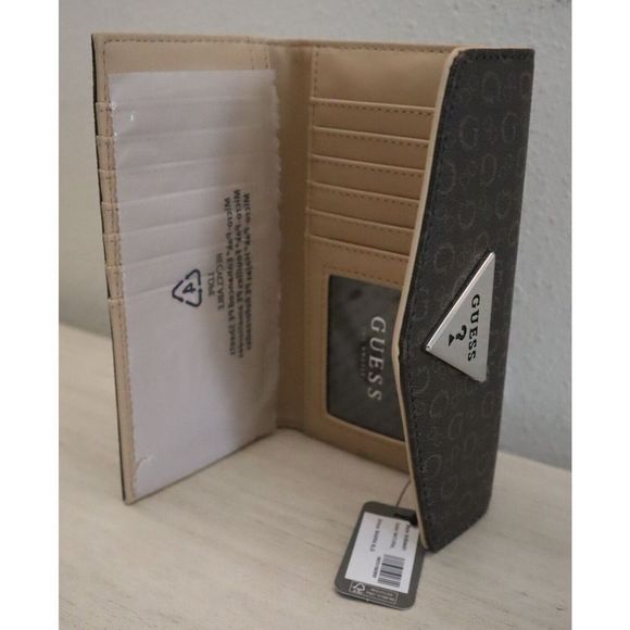 Guess SV806451 Women's Natural Brown Basira SLG "G" Print Clutch Trifold Wallet - Picture 6 of 7